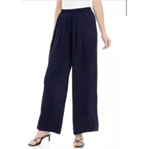 Philosophy Womens Silky Flowy Satin‎ Midnight-Blue Wide Leg Palazzo Pants Size S
